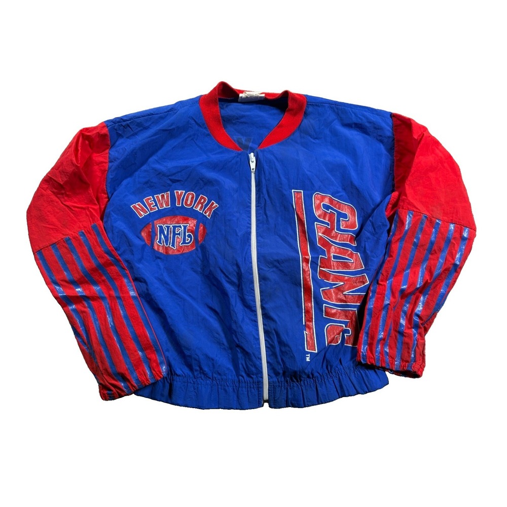 Vintage 90s New York Giants Windbreaker Jacket Youth S NFL Full Zip Blue Red